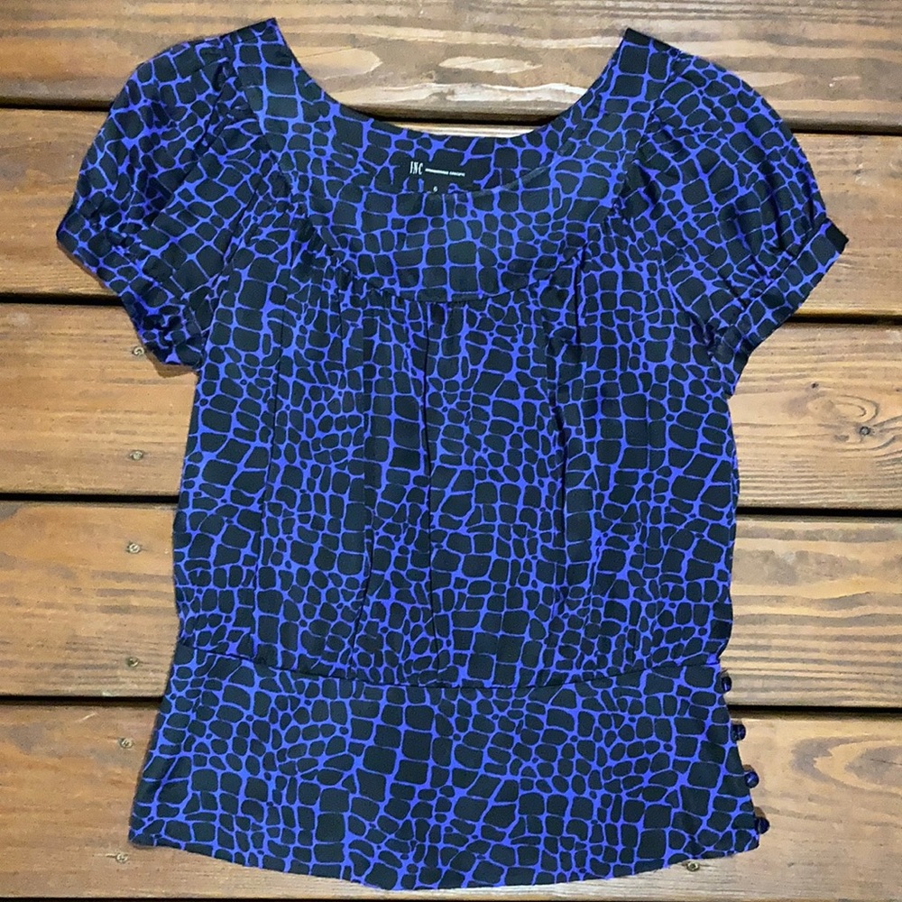 INC purple silk leopard print blouse